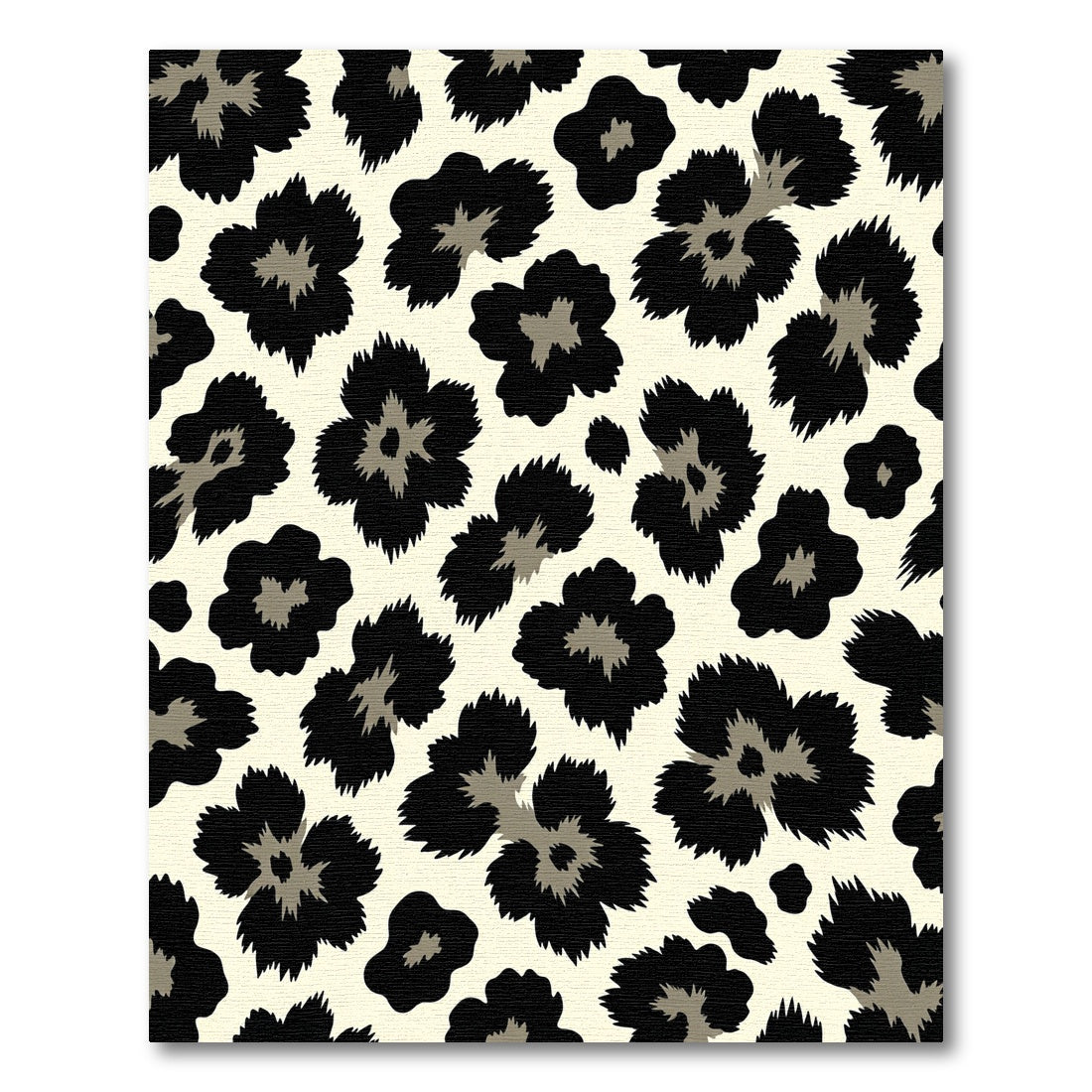 Black Leopard Spot Floral Rug