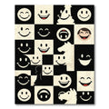 Playful Monochrome Chess Smiley Face Art Rug