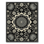 Ornate Black Cream Floral Medallion Rug