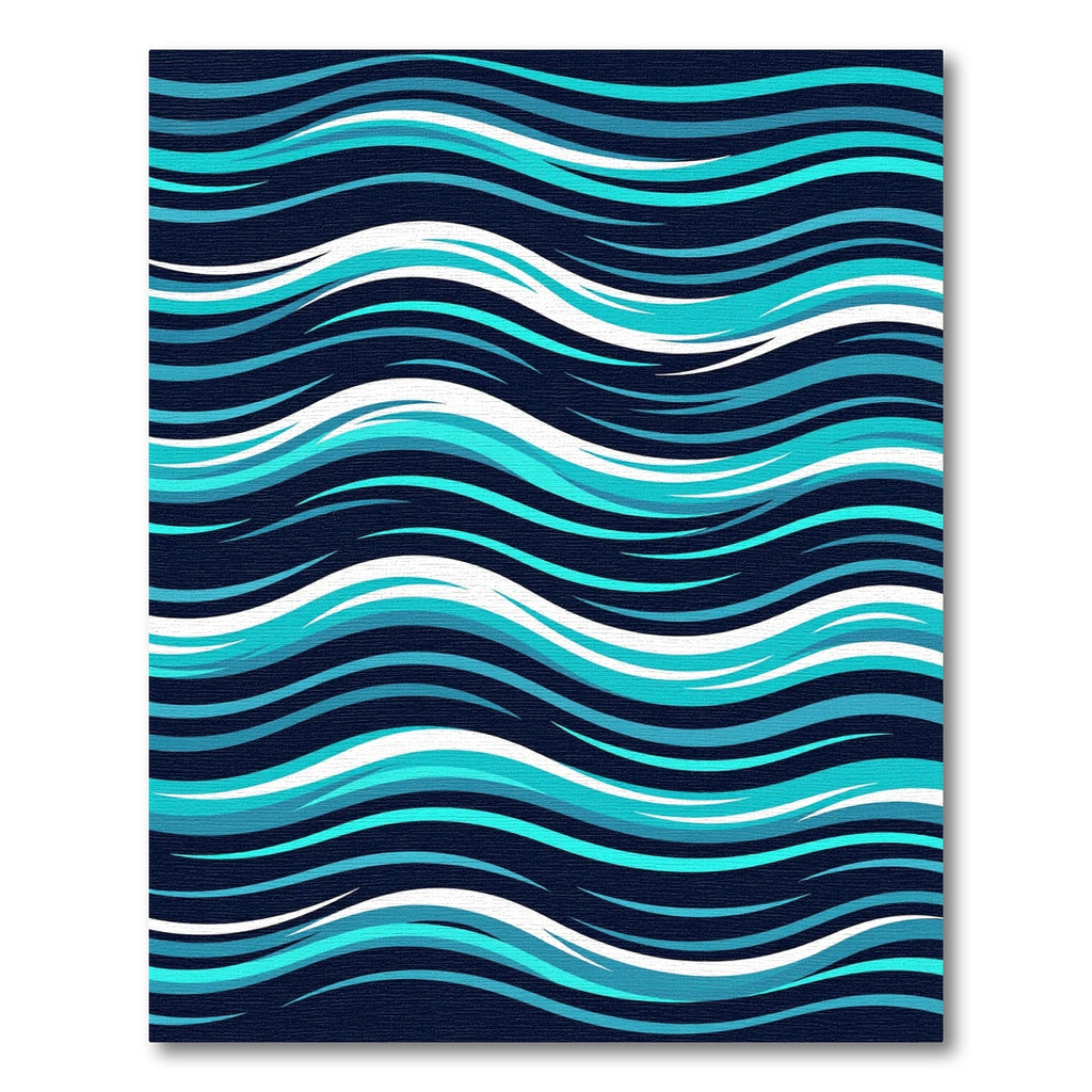Abstract Navy Aqua Fluid Wave Rug