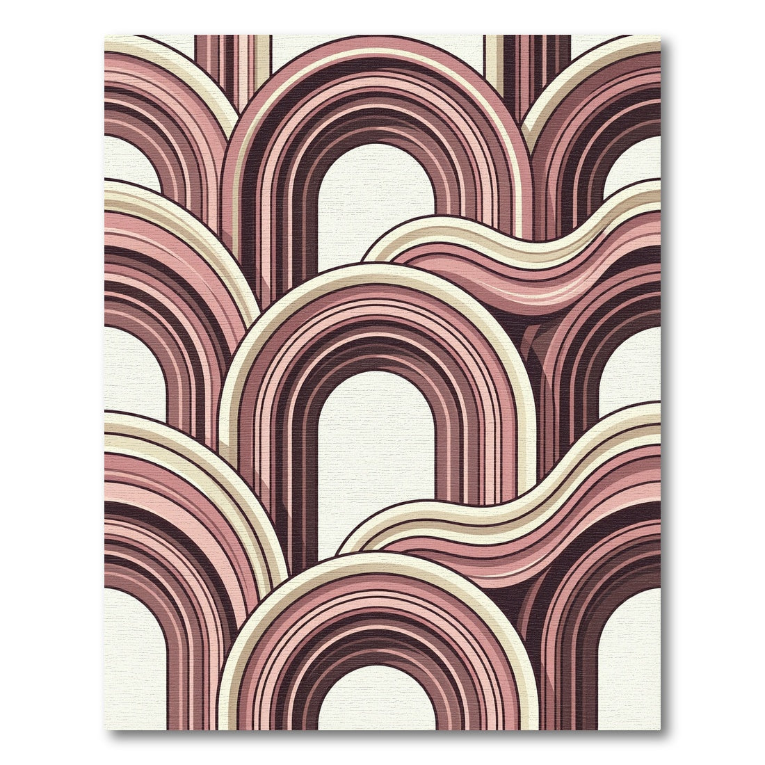 Retro Pink and Cream Archway Rug