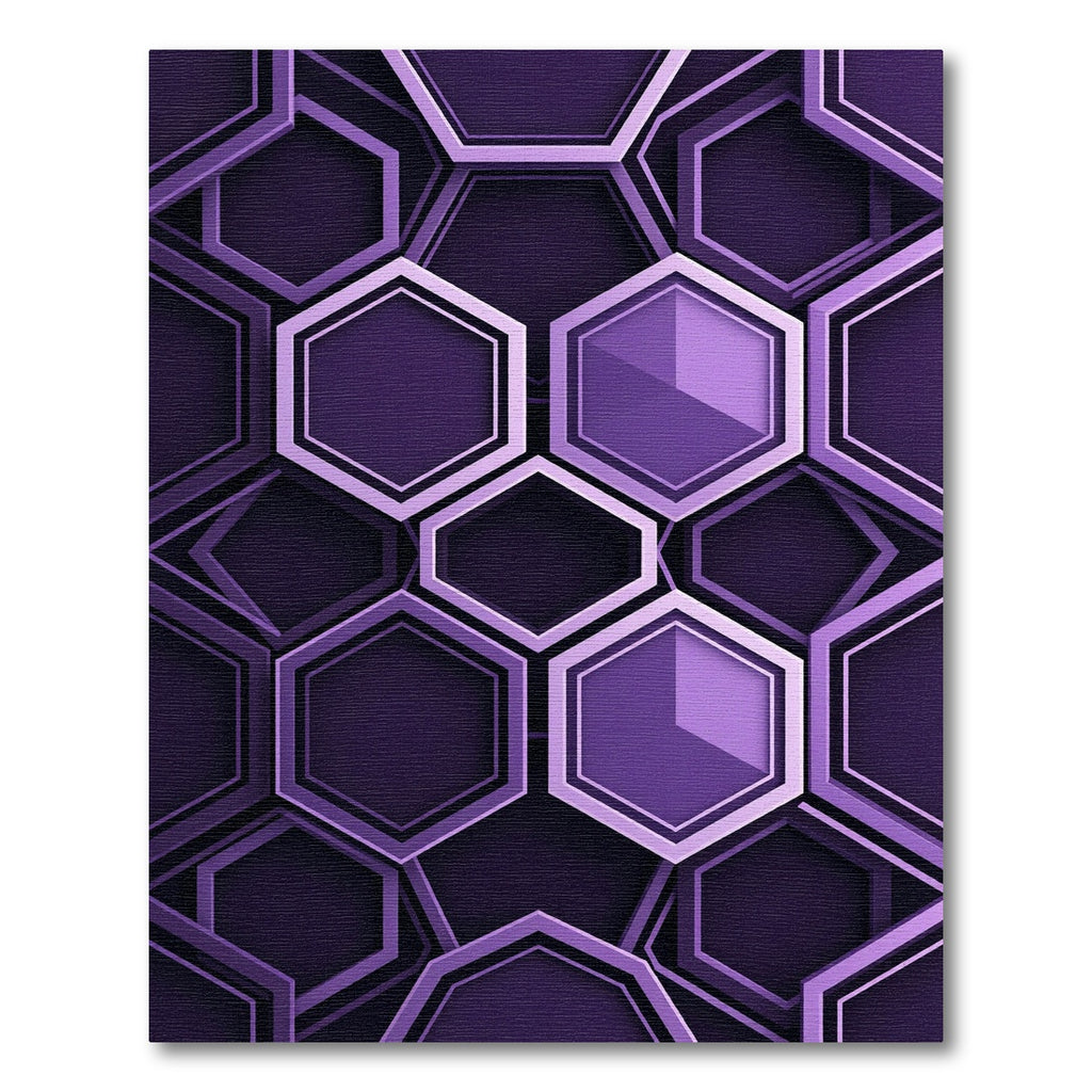 Modern Deep Purple Geometric Hexagon Rug