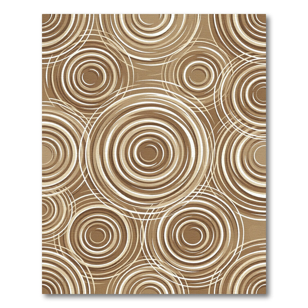 Abstract Coffee Swirl Concentric Circles Rug