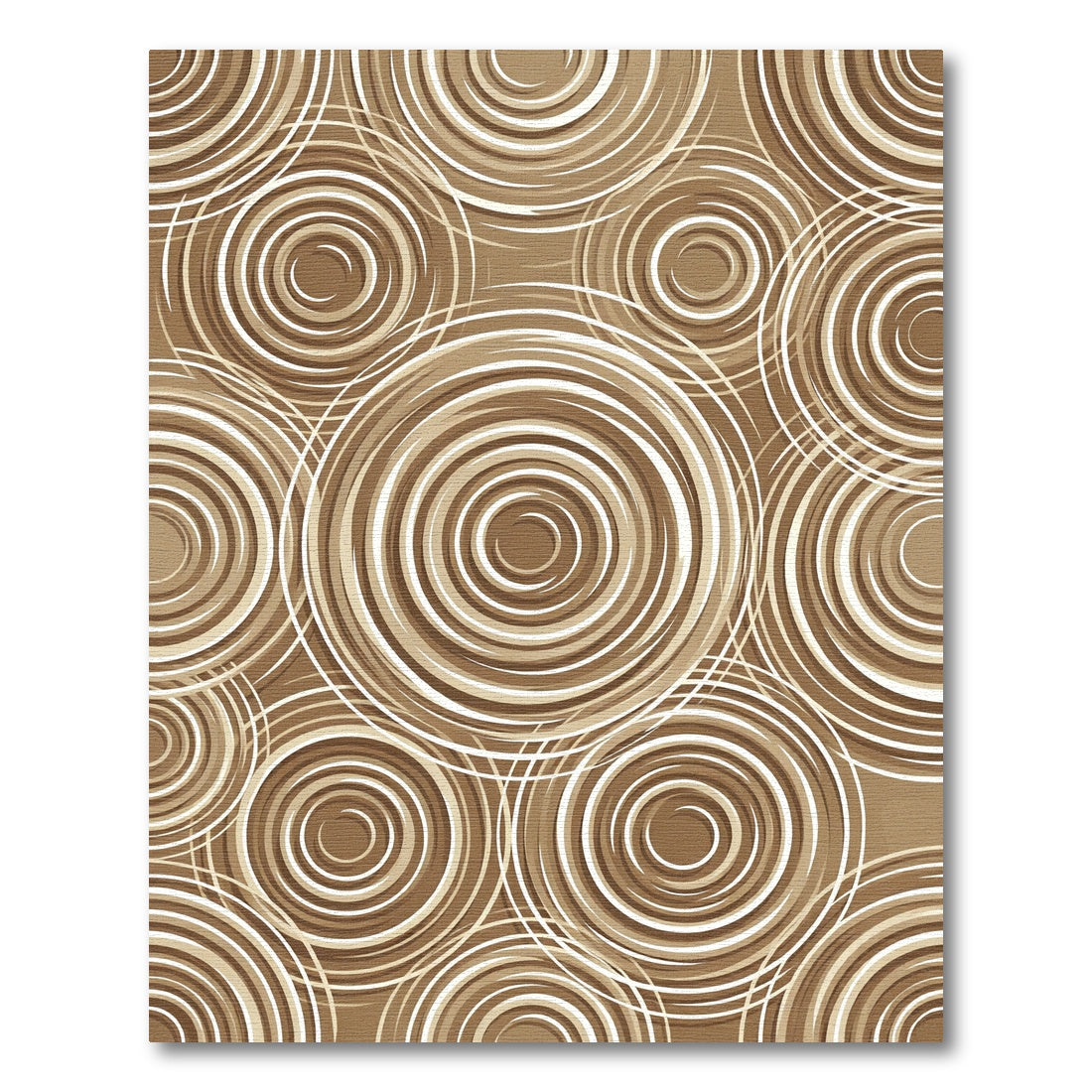 Abstract Coffee Swirl Concentric Circles Rug