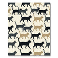 Minimalist Black and Tan Walking Cats Rug