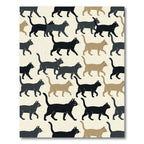 Minimalist Black and Tan Walking Cats Rug