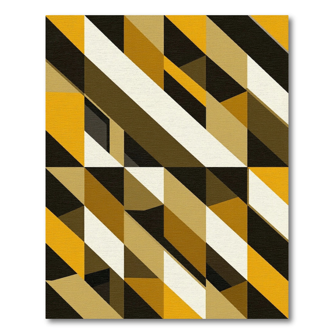 Midcentury Modern Golden Ochre Geometric Rug