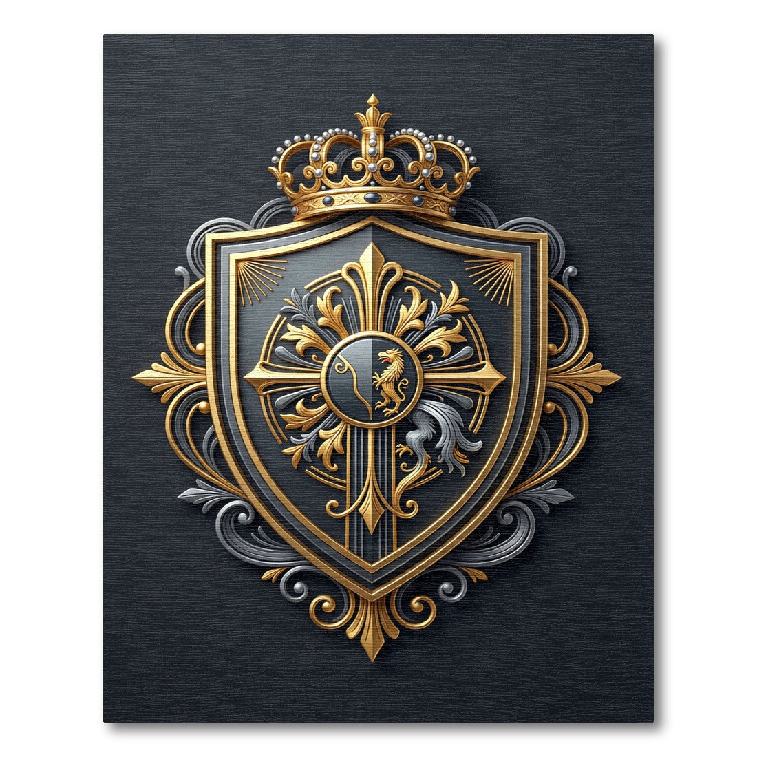 Royal Crest Gold and Black Emblem Rug