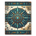 Teal and Gold Celestial Compass Art Rug