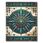 Teal and Gold Celestial Compass Art Rug