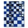 Modern Blue White Geometric Grid Rug