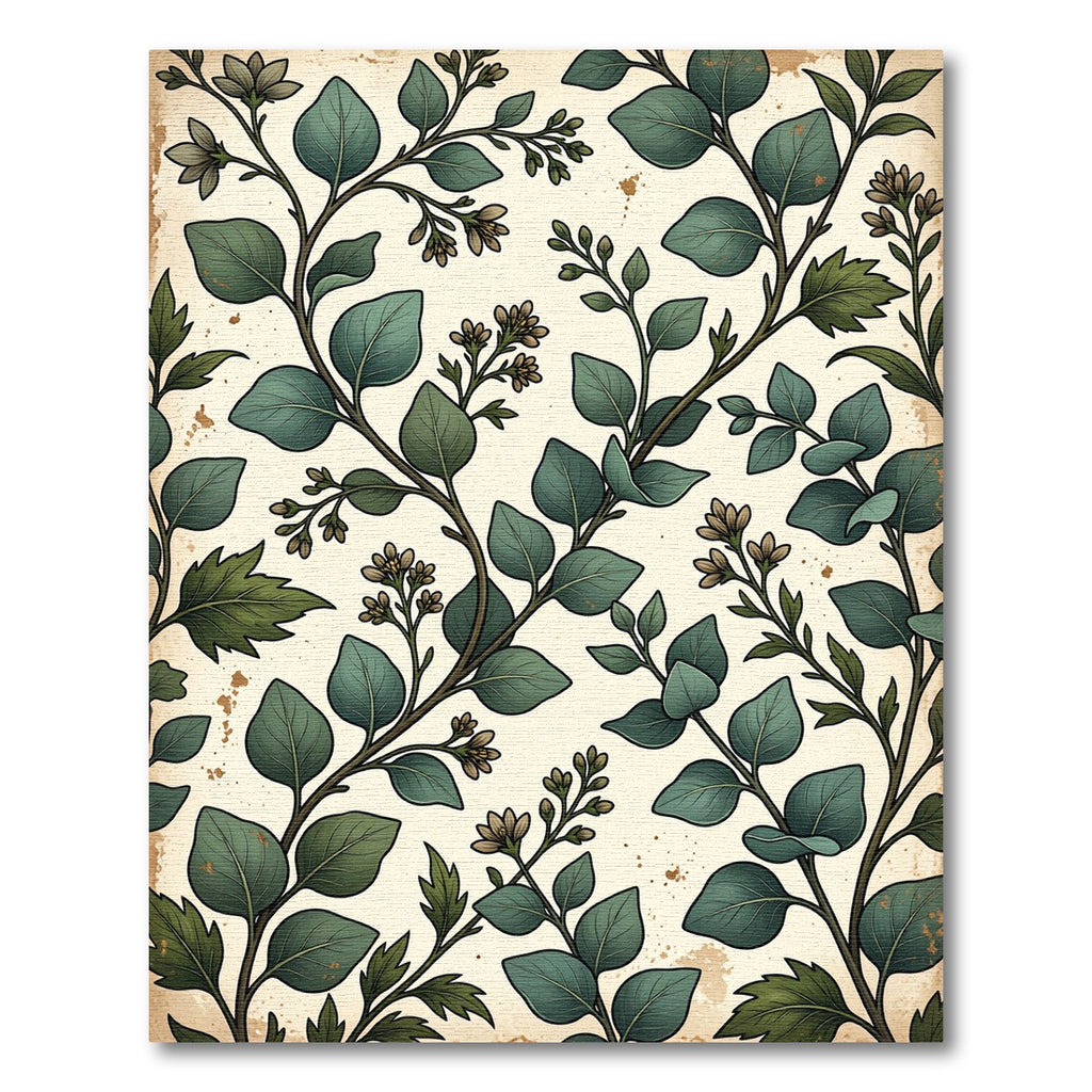 Earthy Green Forest Botanical Foliage Rug