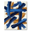 Abstract Navy and Ochre Brushstrokes Rug