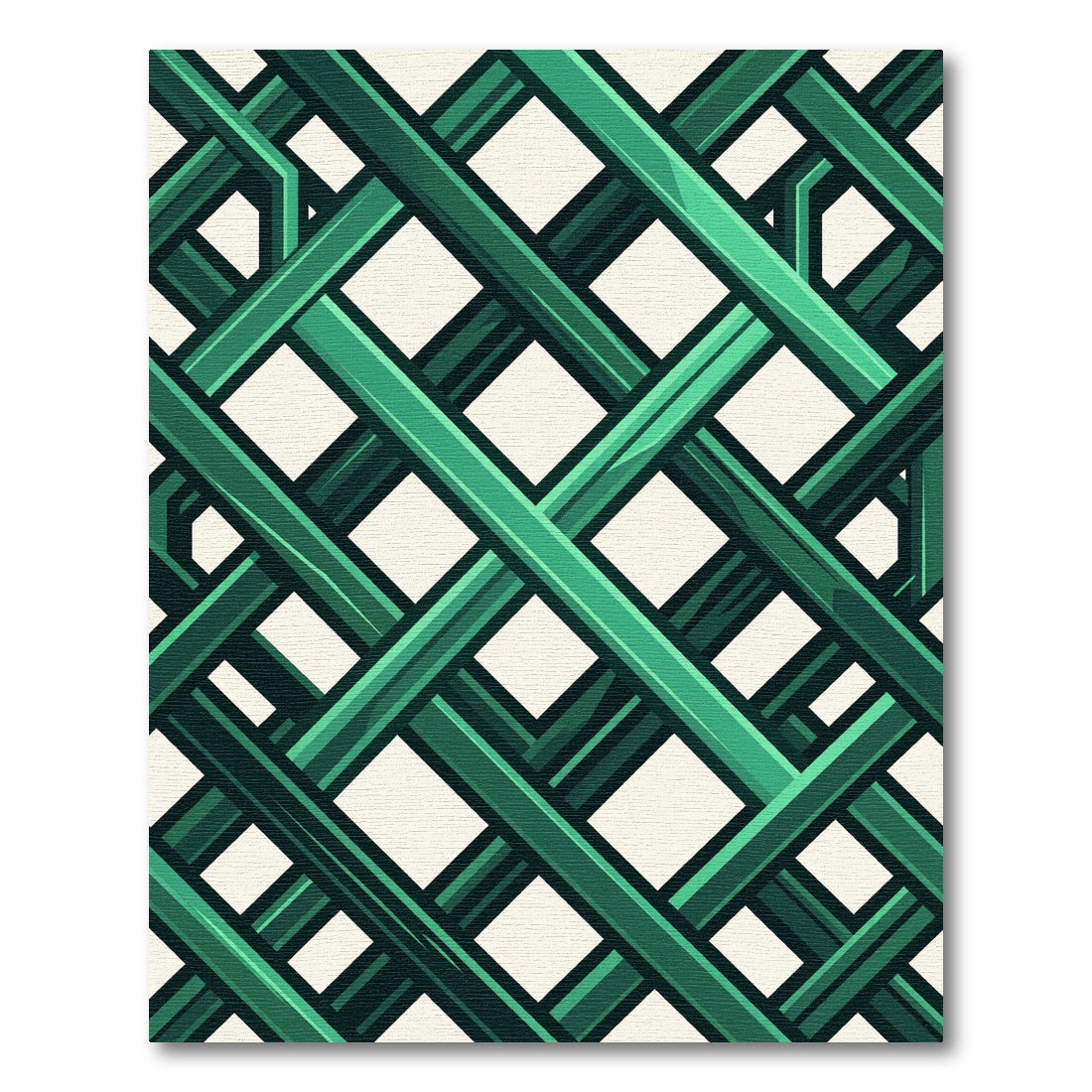 Modern Emerald Green Intersecting Lattice Rug