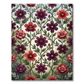 Crimson Red Burgundy Floral Lattice Rug