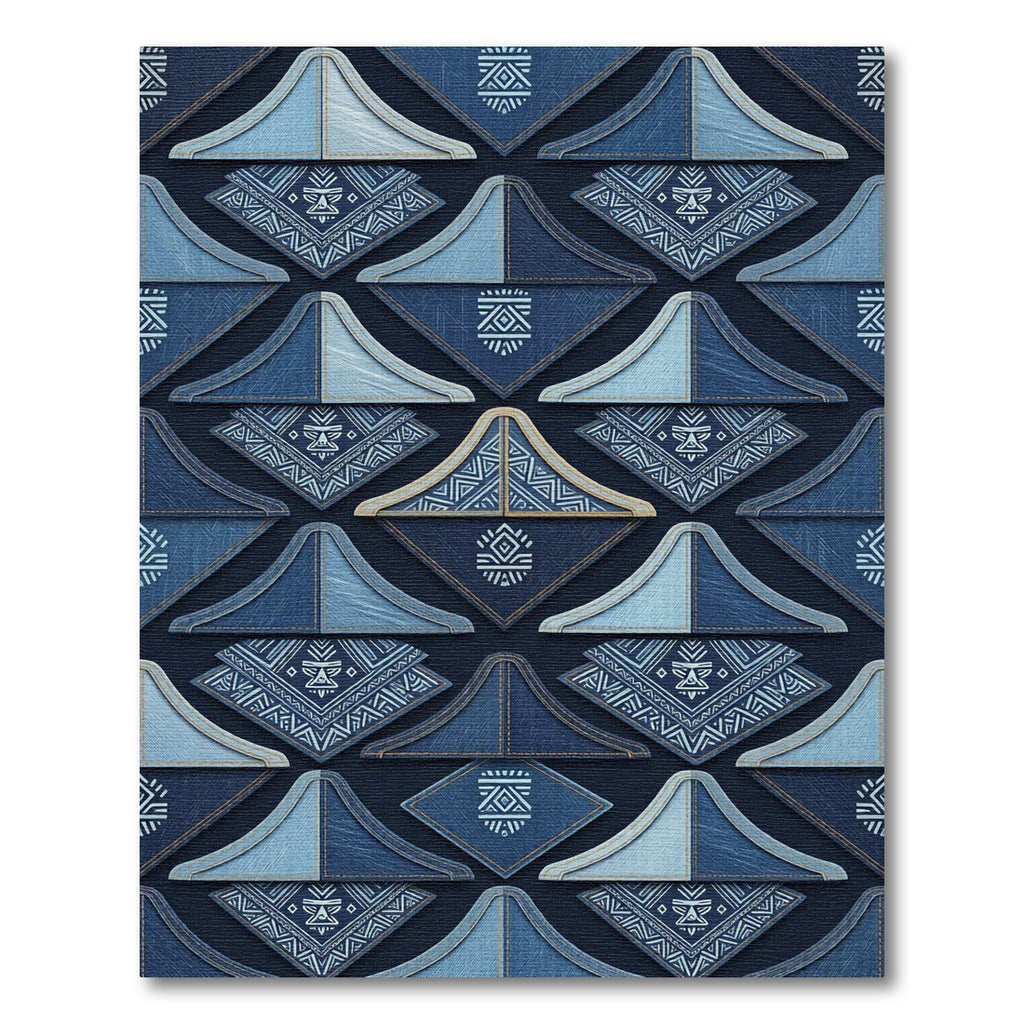 Indigo Denim Tribal Diamond Arrangement Rug