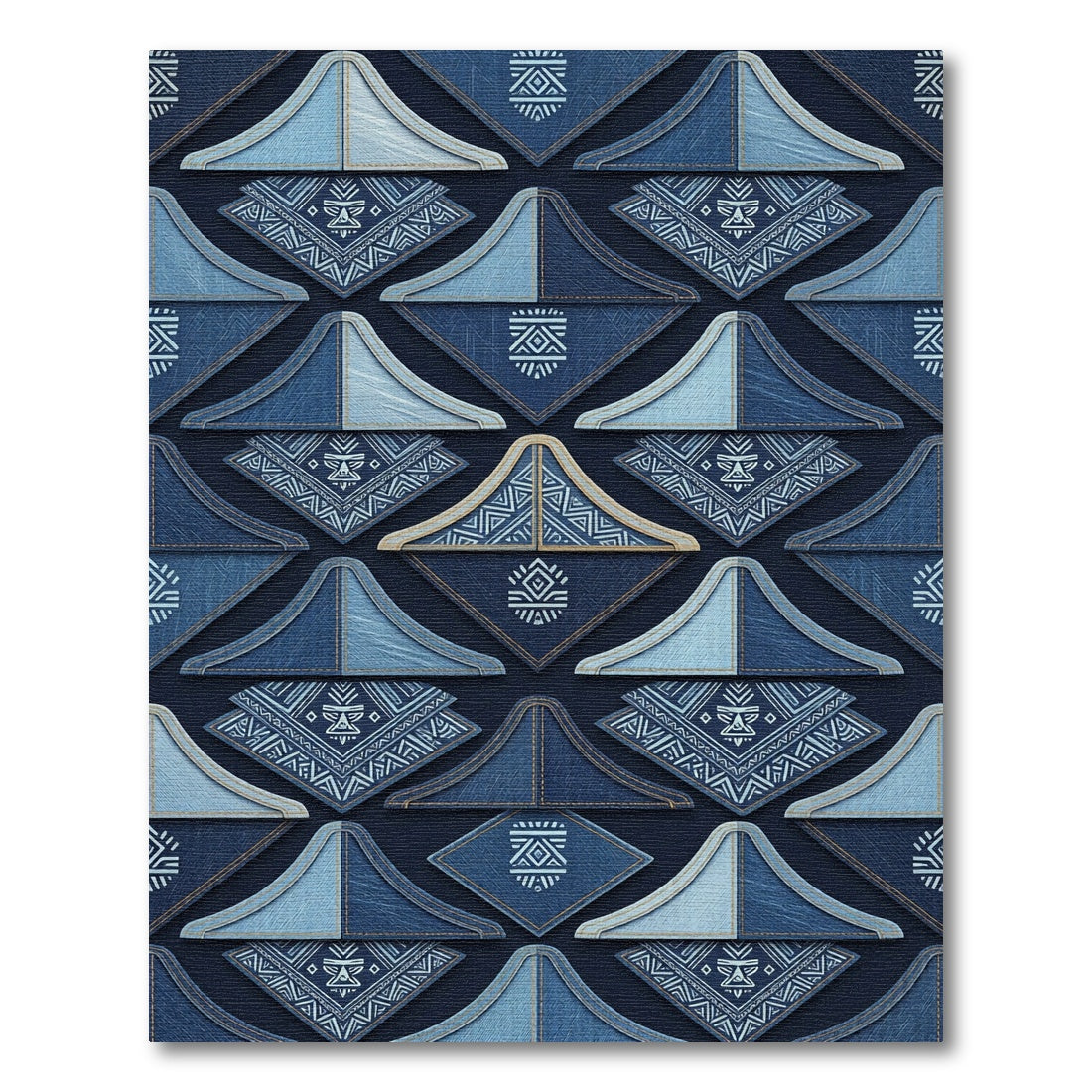 Indigo Denim Tribal Diamond Arrangement Rug