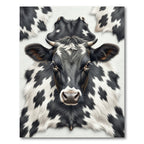Realistic Monochrome Black and White Cowhide Rug