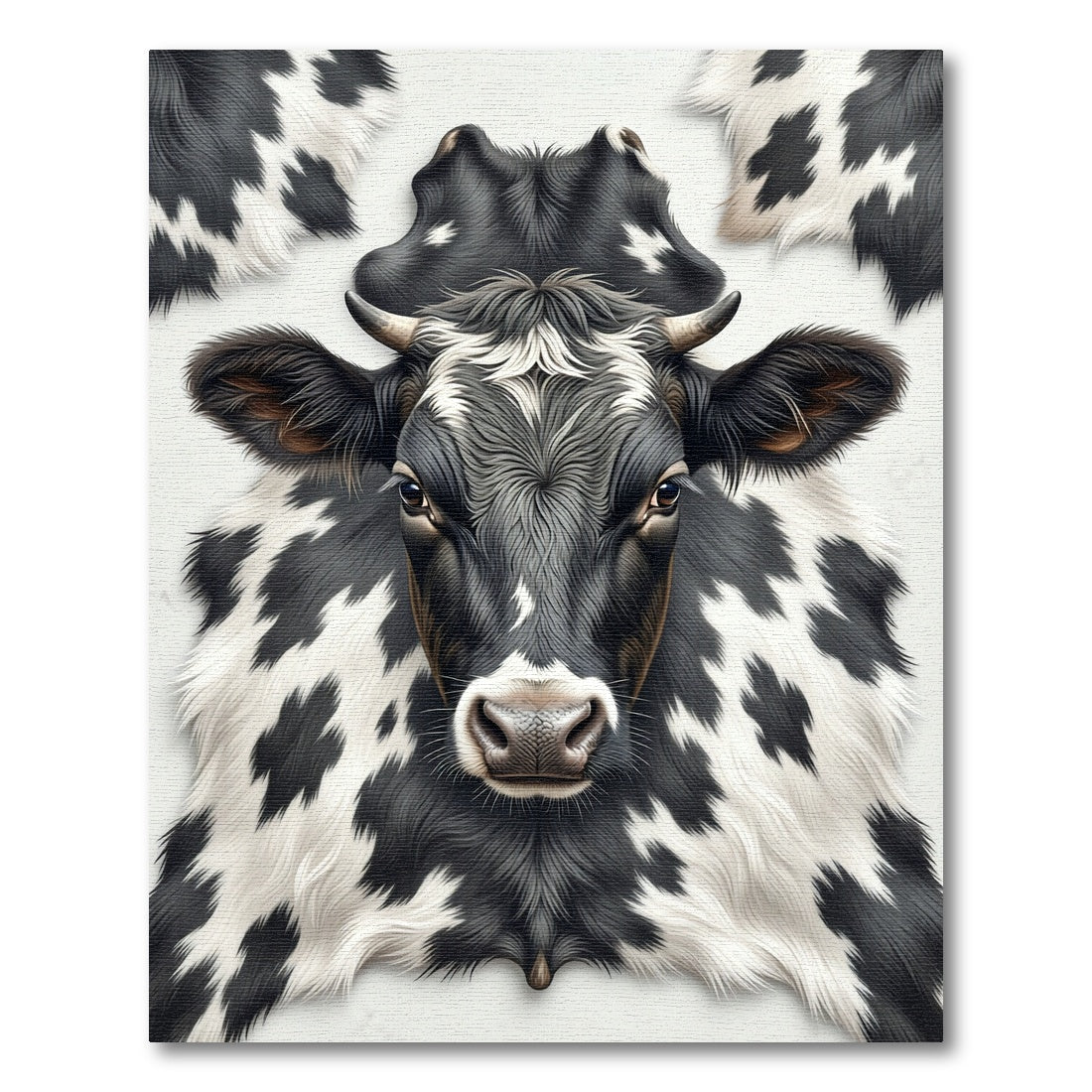 Realistic Monochrome Black and White Cowhide Rug