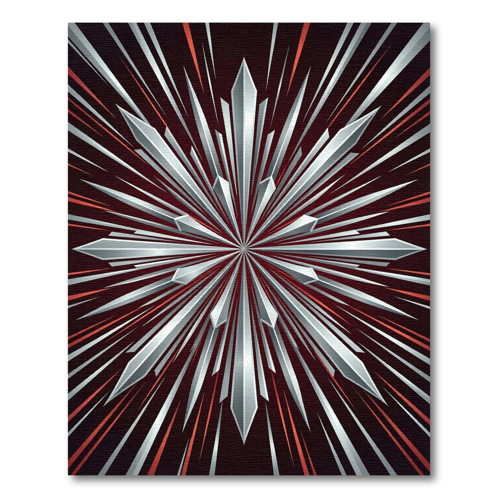 Radiant Silver Red Burst Rug