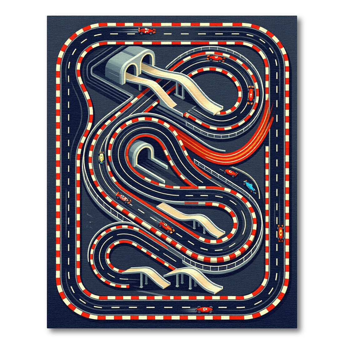 Retro Racing Track Circuit Graphic Rug