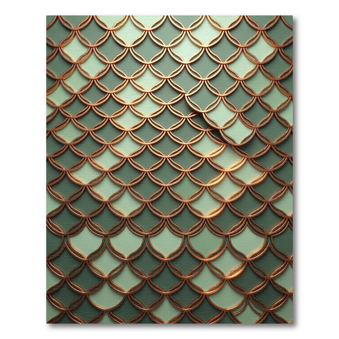 Metallic Copper Scallop Over Teal Waves Rug