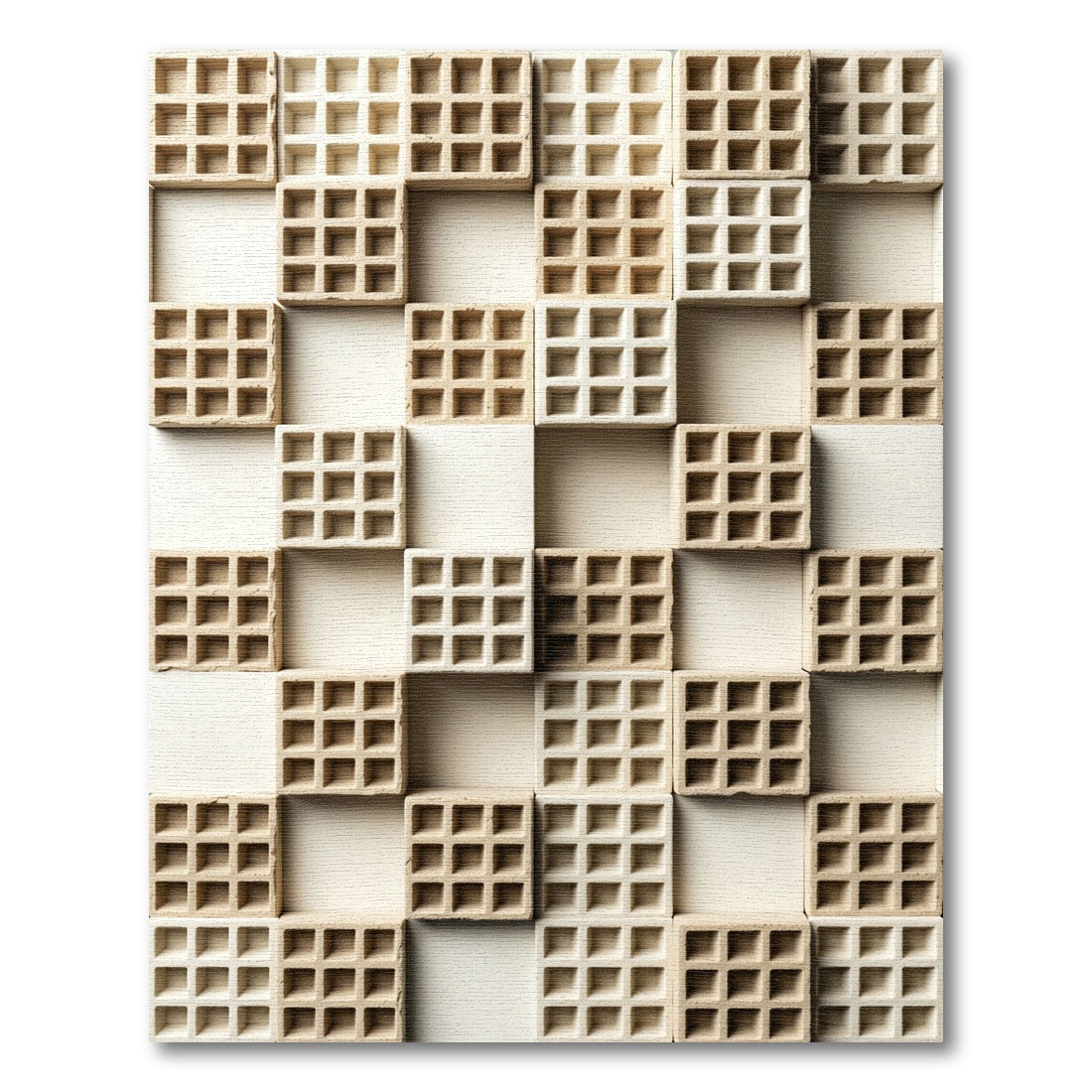 Neutral Cream Grid Checkerboard Texture Rug