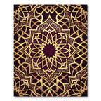 Ornate Gold Filigree Royal Plum Mandala Rug