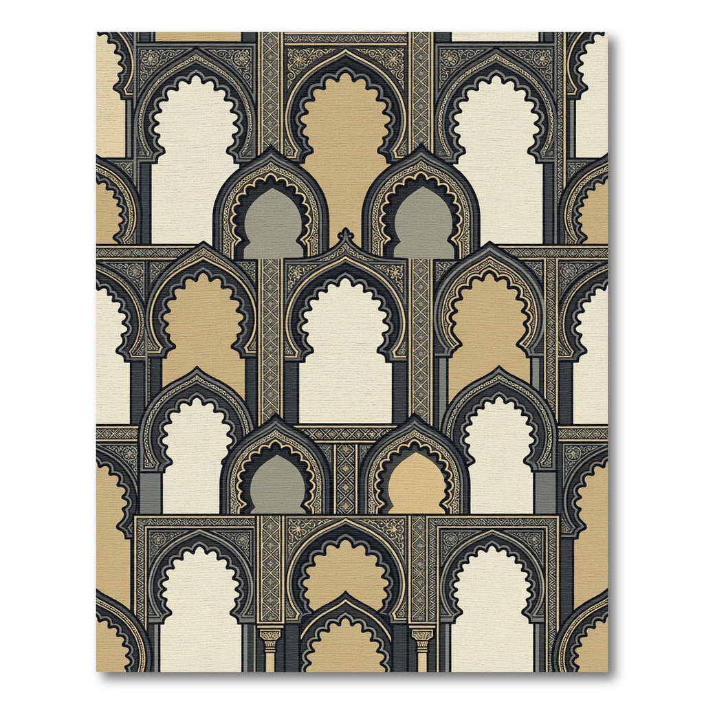 Gold Archway Medallion Pattern Rug