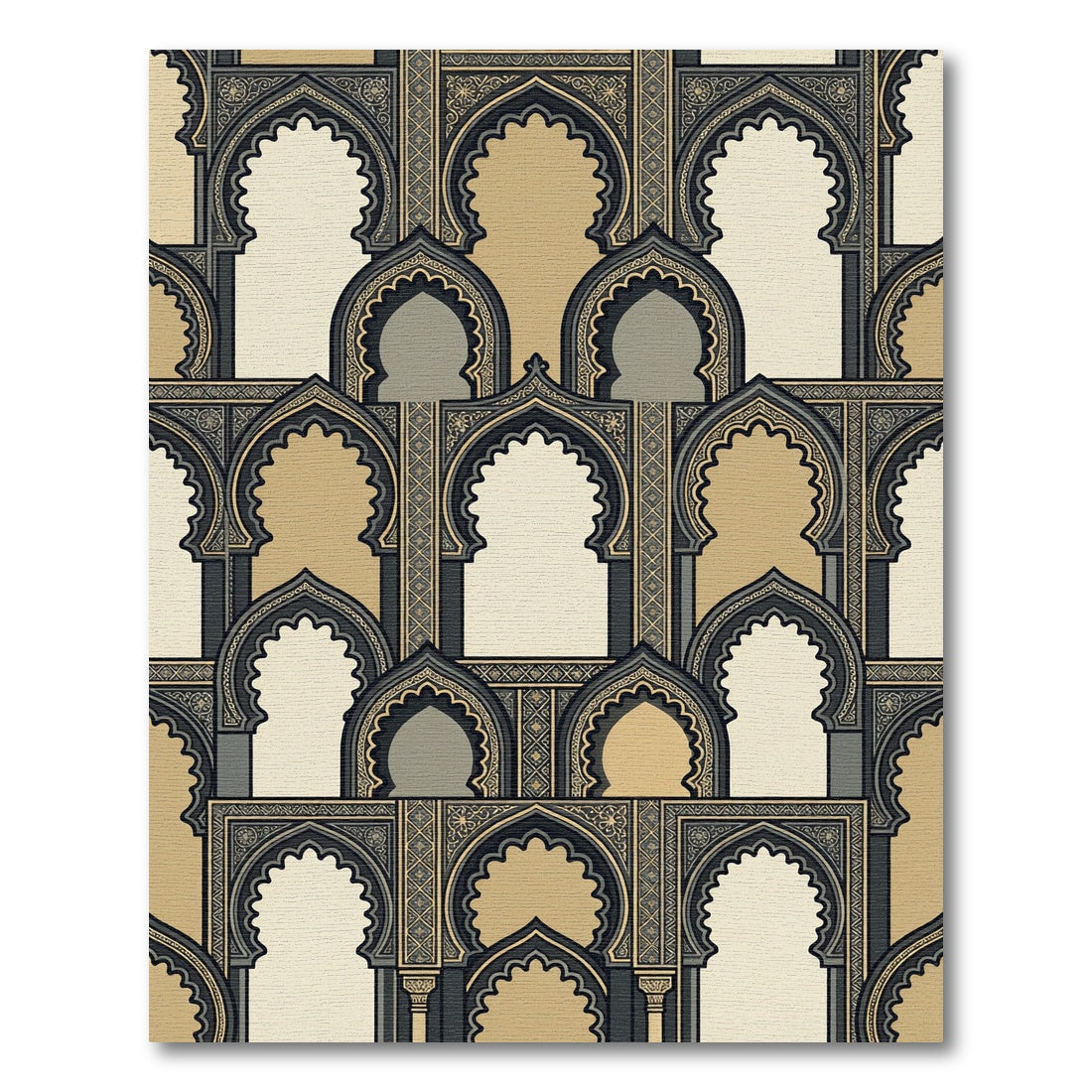 Gold Archway Medallion Pattern Rug