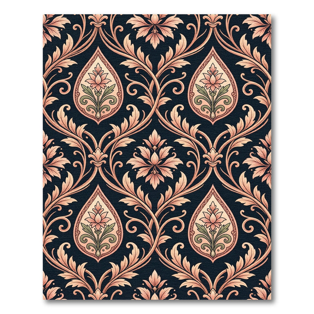 Peach Floral Paisley Damask Rug
