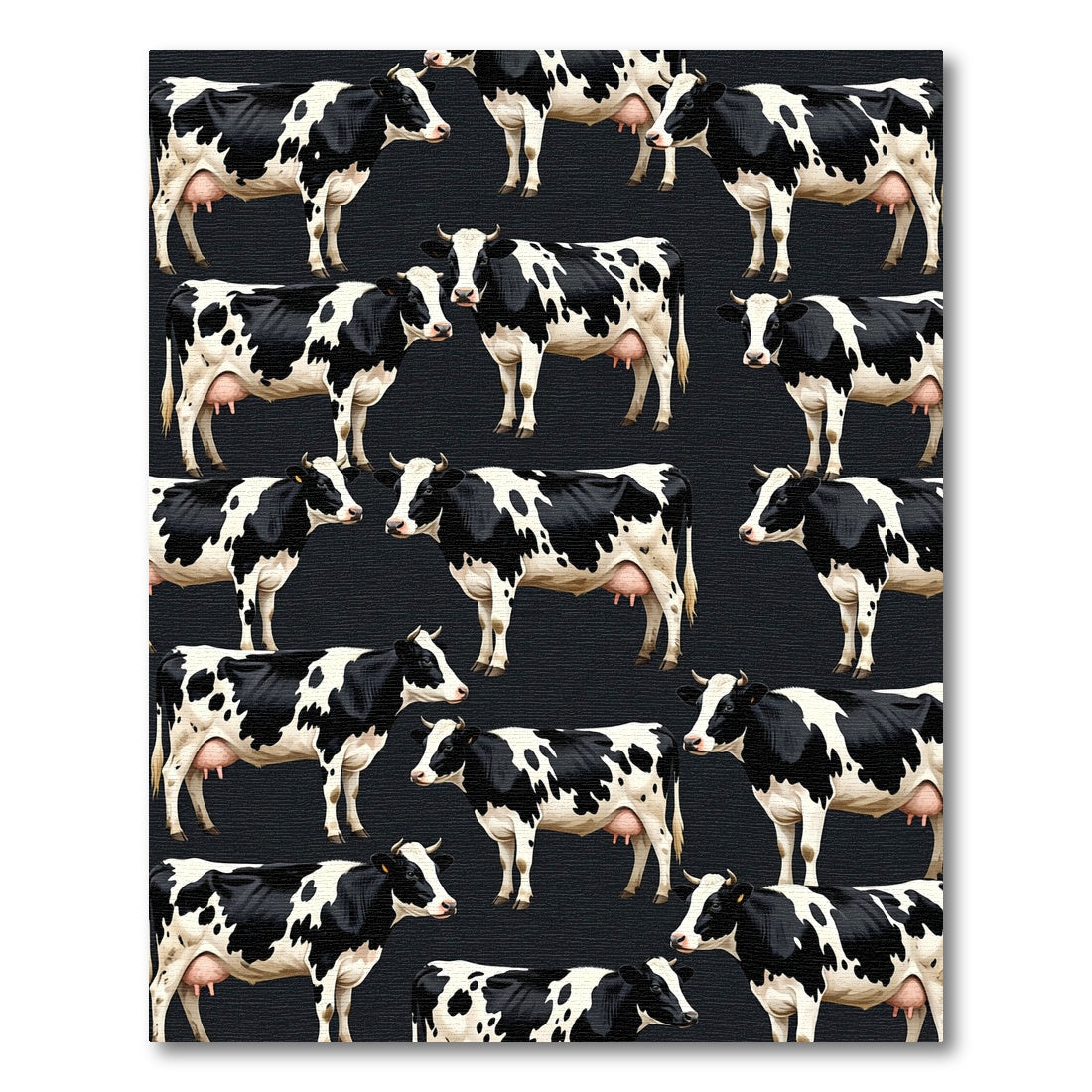 Modern Black and White Holstein Cow Rug