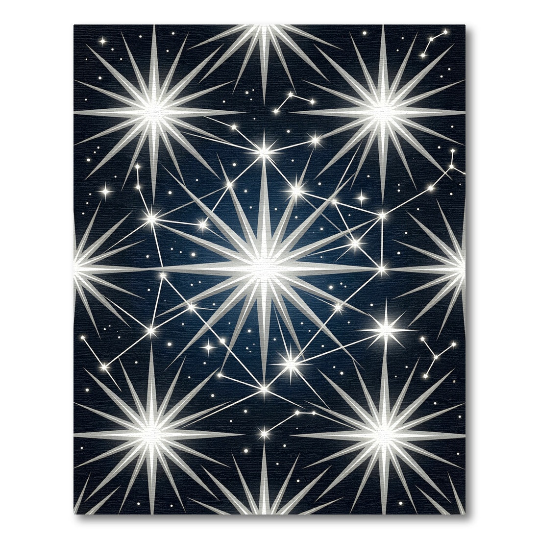 White Radiant Stars Dark Sky Rug