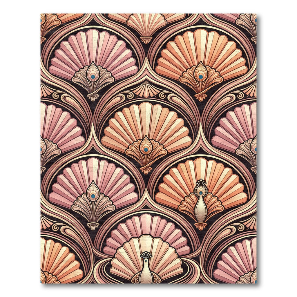 Art Deco Peacock Fan Rose Gold Rug