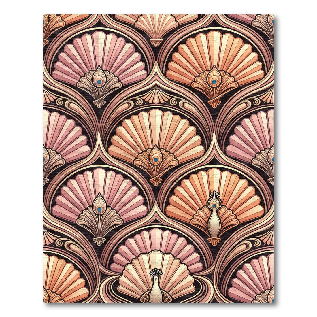 Art Deco Peacock Fan Rose Gold Rug