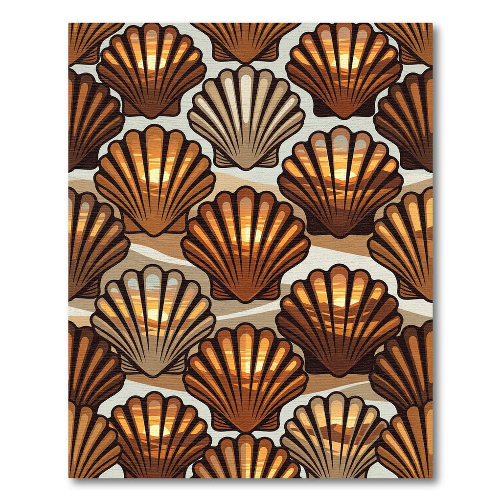 Coastal Seashell Sunset Landscape Rug