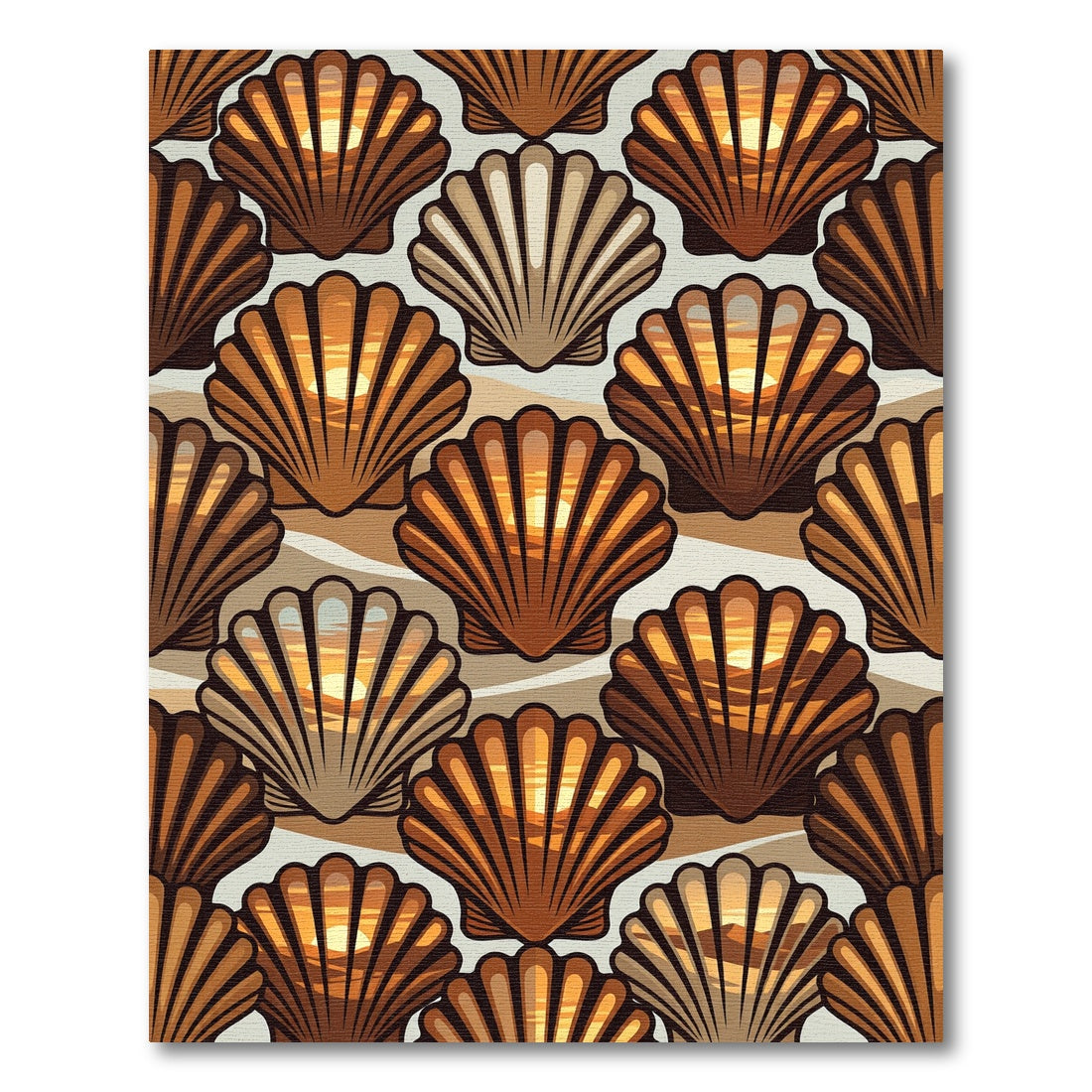 Coastal Seashell Sunset Landscape Rug