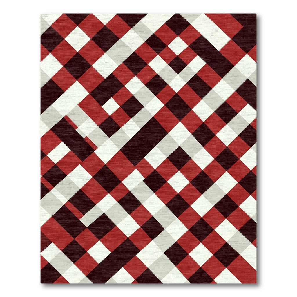 Geometric Red White Black Checkerboard Rug
