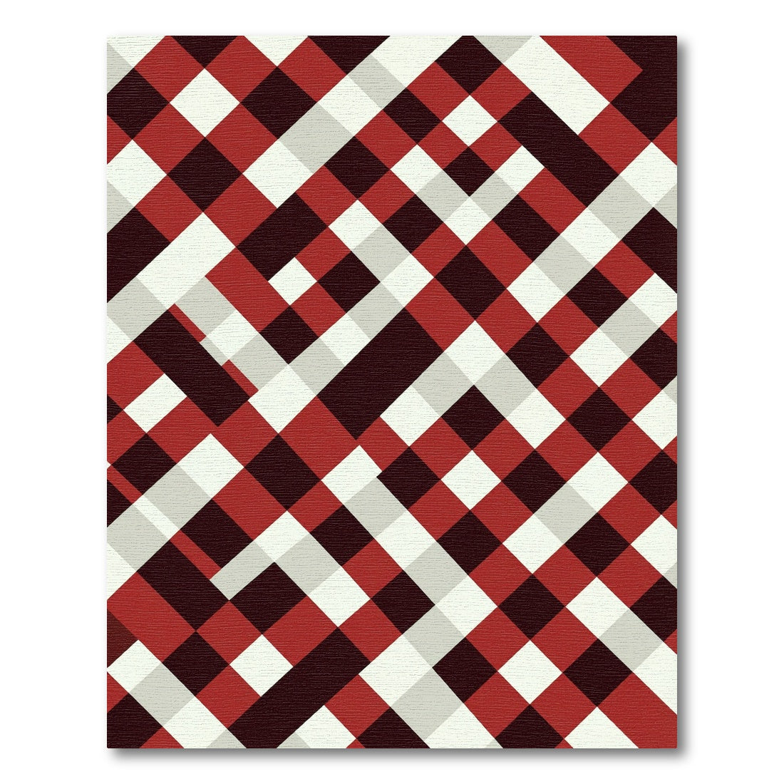 Geometric Red White Black Checkerboard Rug