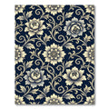 Midnight Blue Elegant Floral Scroll Rug