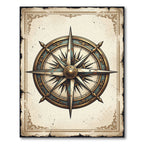 Antique Nautical Compass Gold Teal Medallion Rug