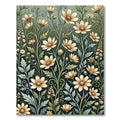 Sage Green Cream Botanical Meadow Illustration Rug