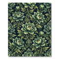 Dark Emerald Peony Botanical Damask Rug