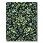Dark Emerald Peony Botanical Damask Rug