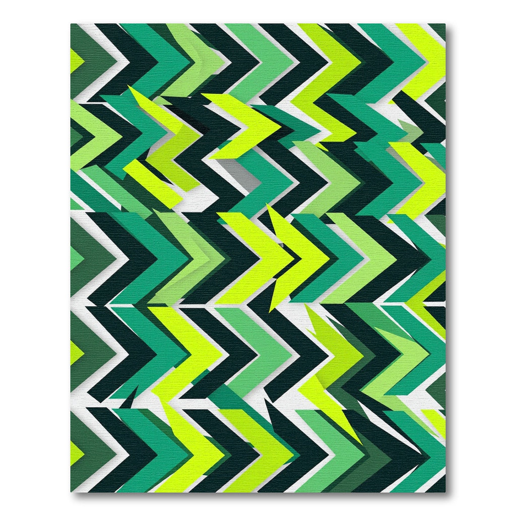 Layered Chevron Zigzag Forest Green Rug