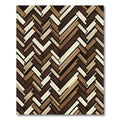 Rustic Brown Wood Herringbone Rug