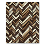 Rustic Brown Wood Herringbone Rug