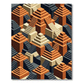 Geometric Terracotta Staircase Isometric Rug