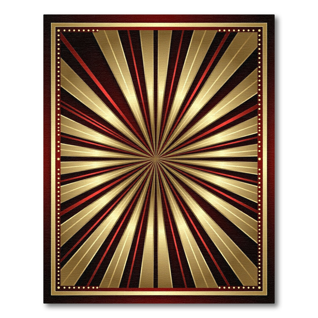Radiant Gold Red Sunburst Rays Rug