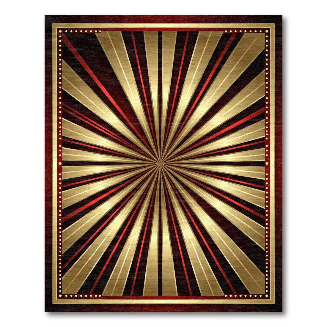 Radiant Gold Red Sunburst Rays Rug
